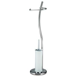 Brixo 2in1 Chrome Floor Stand with toilet brush holder