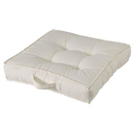 Square Living upholstered pillow mixed cotton and polyester size 50x50x10 (H) cm. Ecru