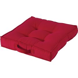 Living square cotton and polyester blend padded pillow size 50x50x10 (H) cm. Red
