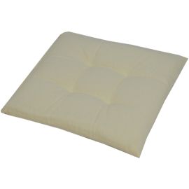 Vintage cotton-polyester blend square padded pillow 40x40x6(H) cm Ecru