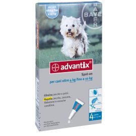 Bayer Advantix Spot-On per cani da 4 a 10 kg. Confezione da 4 Pipette