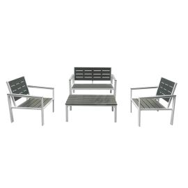 Set Metalwood Twilight 2 sedie + 1 divano + 1 tavolo acciaio effetto legno da esterno esterno