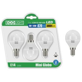 Lampadina Ecolight Led Miniglobo Conf. 3 pz. E14M/GL 6W Luce Neutra