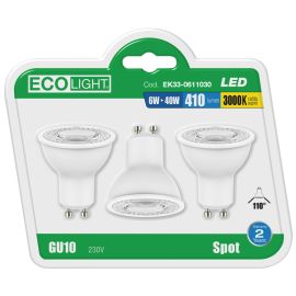 Ecolight Spot Bulb Led 4040 Conf. 3 PcsGU10 SP 6W Warm Light