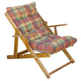 Armchair Mod. Harmony 3-position natural finish wood and cotton