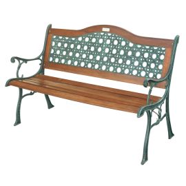 Cast iron Rattan Arc bench with wooden slats 126x60 cm