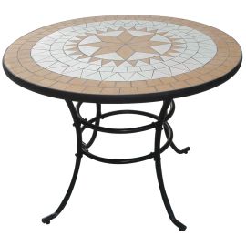 Liberty Mosaic Round steel table and terracotta top Ø100x72(H) cm.