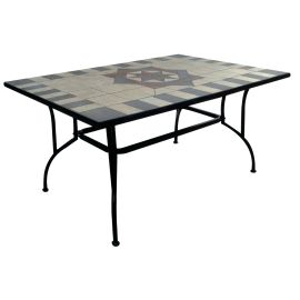 Artdeco' Mosaic Table rectangulaire en acier et plateau décoré 150x90x72(H