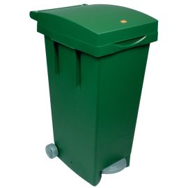 Bidone Quadro con Ruote e Pedale 80 Lt. Verde
