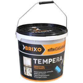 Brixo Casabianca Tempera Lt. 5Brixo, PF02007 Idropittura Tempera 5 Litri Traspirante ad Azione Battericida Antimuffa per Interni Casabianca.