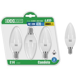 Lampadina Ecolight Led Oliva Conf. 3 pz. E14 OLI 6W Luce Calda