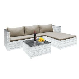 Morning relax corner rattan set composed of 1 sofa with chaise longe + 1 table