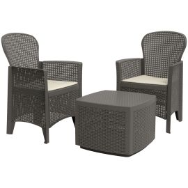 Set Rattan Mod. Tree da giardino composto da 2 poltrone + 1 Tavolo antracite