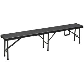 Panca Camping Polyrattan Levante acciaio e rattan pieghevole 180x25x43(H) cm colore nero