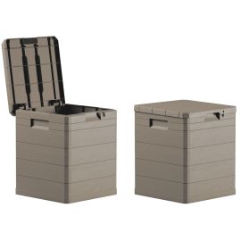 Multipurpose trunk Woody's 90 Cod. 173 resin and wood finish Turtledove 42x44x50 cm