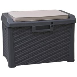 Multipurpose trunk Santorini Plus Compact resin rattan-effect anthracite 73x50x49 cm 125 Lt