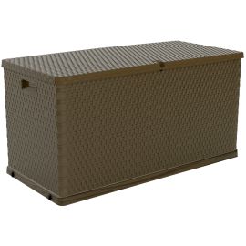 Baule multiuso Garden Rattan Cod. 162 resina con ruote e maniglie 120x57x63 cm 420 Lt marrone