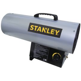 Riscaldatore Gas Stanley 12,3kWMotore 1/10 HP · Potenza termica 12,3 kW 42,000 BTU, mc/h 510 · Peso 5,5 Kg · Gas propano 13 Kg · Consumo 0,86 Kg/h · Volume riscaldabile 227 mc 
