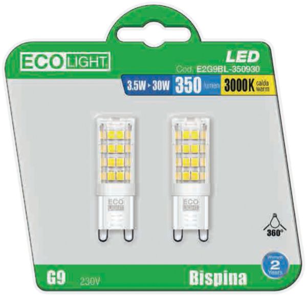 Bispina G9 3,5W a led luce calda (3000K)